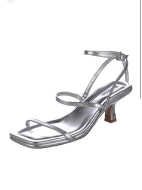 96. VINCE $298 Callie Kitten Heel Sandal In Silver